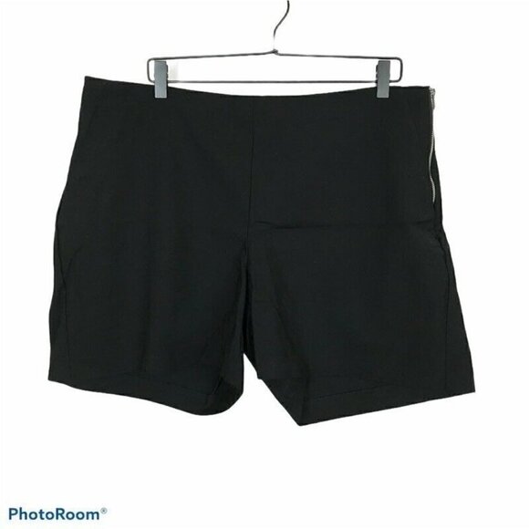 Eloquii Casual Shorts Black Flat Front Stretch 16 - Picture 1 of 6